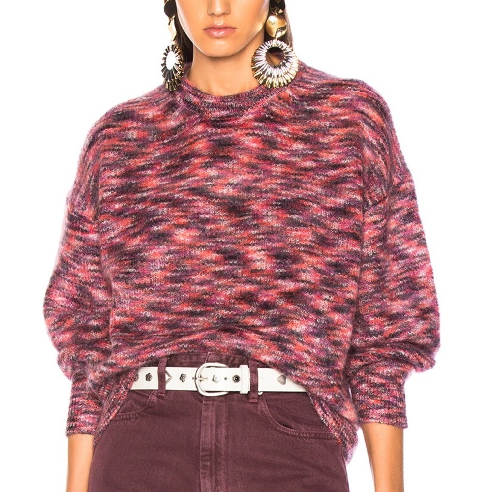 IRO Version mohair blend melange sweater in pink black combo size XS